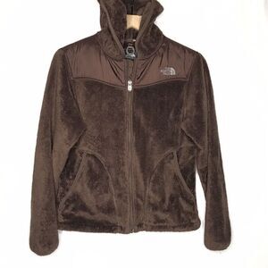 The North Face Jacket Womens Small Brown  Osito Fuzzy Full Zip Up Hoodie Hooded